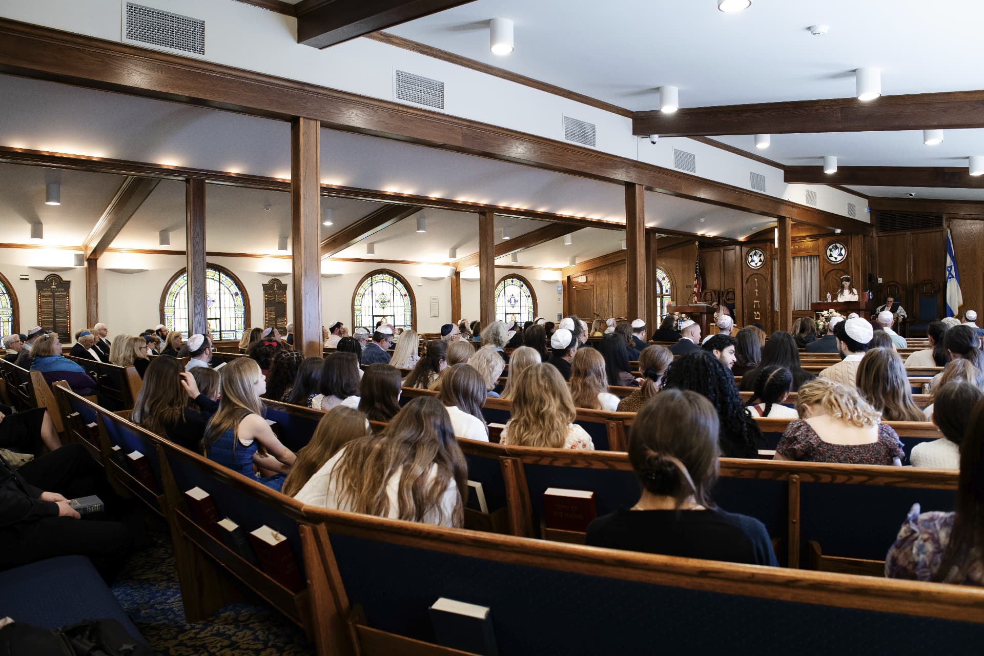 Congregation gathered in the Adat Shalom sanctuary during a service